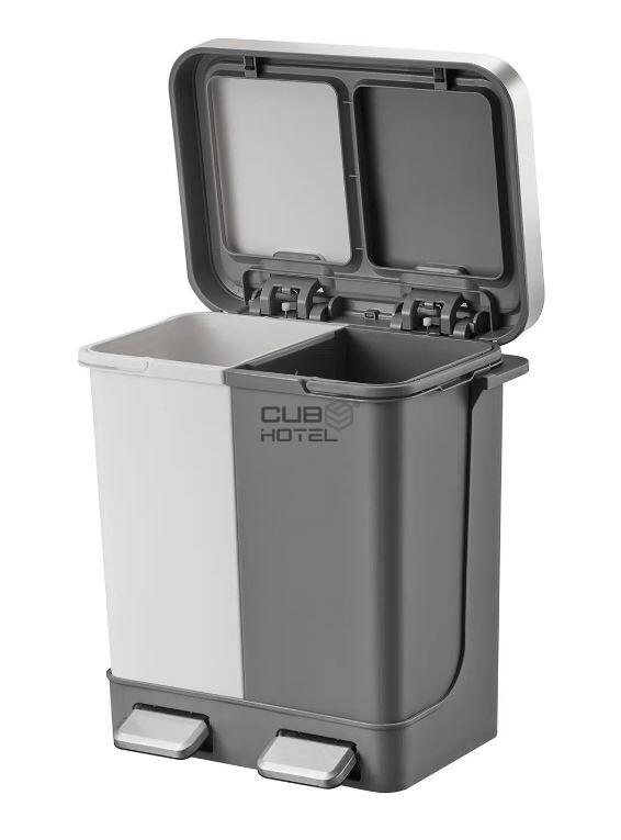 Balde com Pedal Duplo  10+10L Branco e Cinzento EKO Hana Recycle